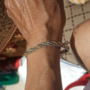 GENUINE Sterling silver 925 Italy Riccio Tri color heavy 7.25" Bracelet Gift 🎁